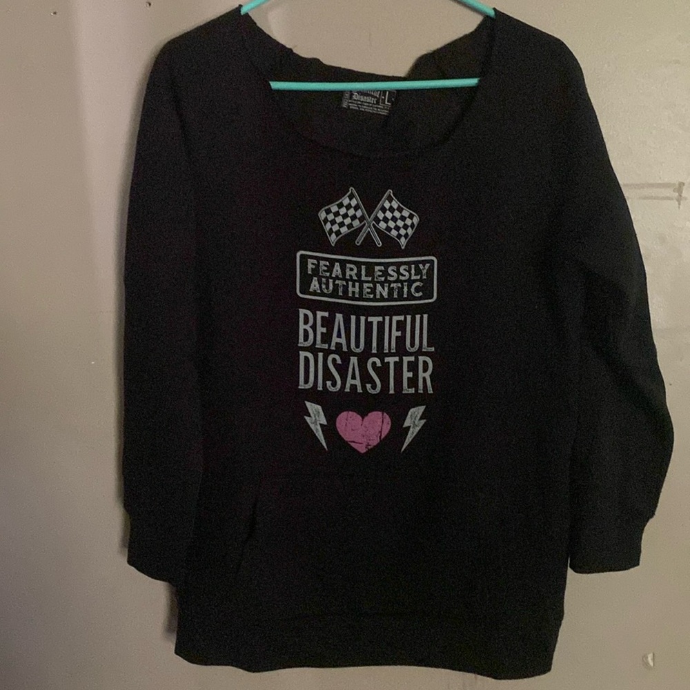 Beautiful Disaster off shoulder sweatshirt